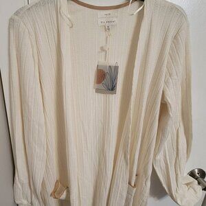 Nwt Blu Pepper cream/brown open cardigan (medium)
